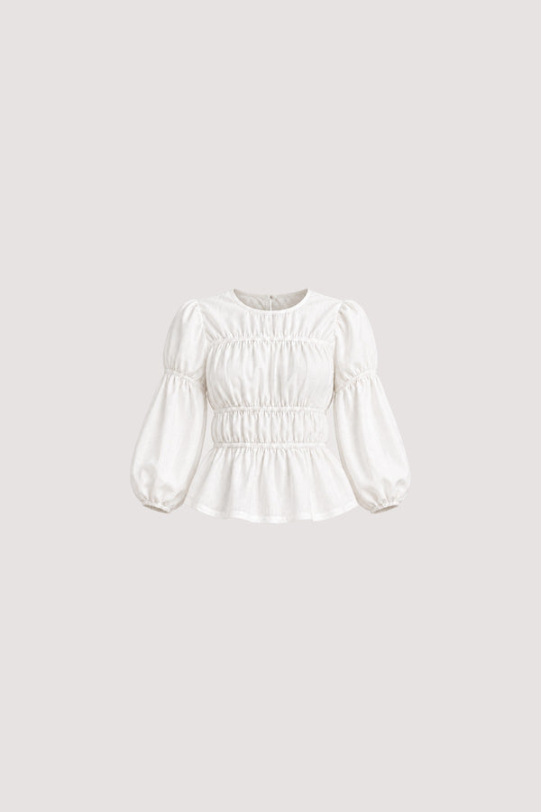 Romy Top (Mini) in White, front view, SÁRO