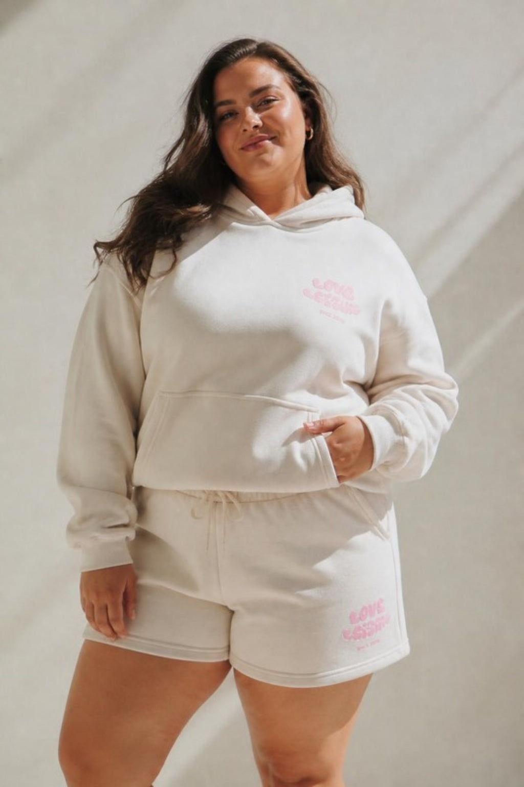Size 3XL model wearing Love &amp; Leisure Adults Hoodie - Astro Candy