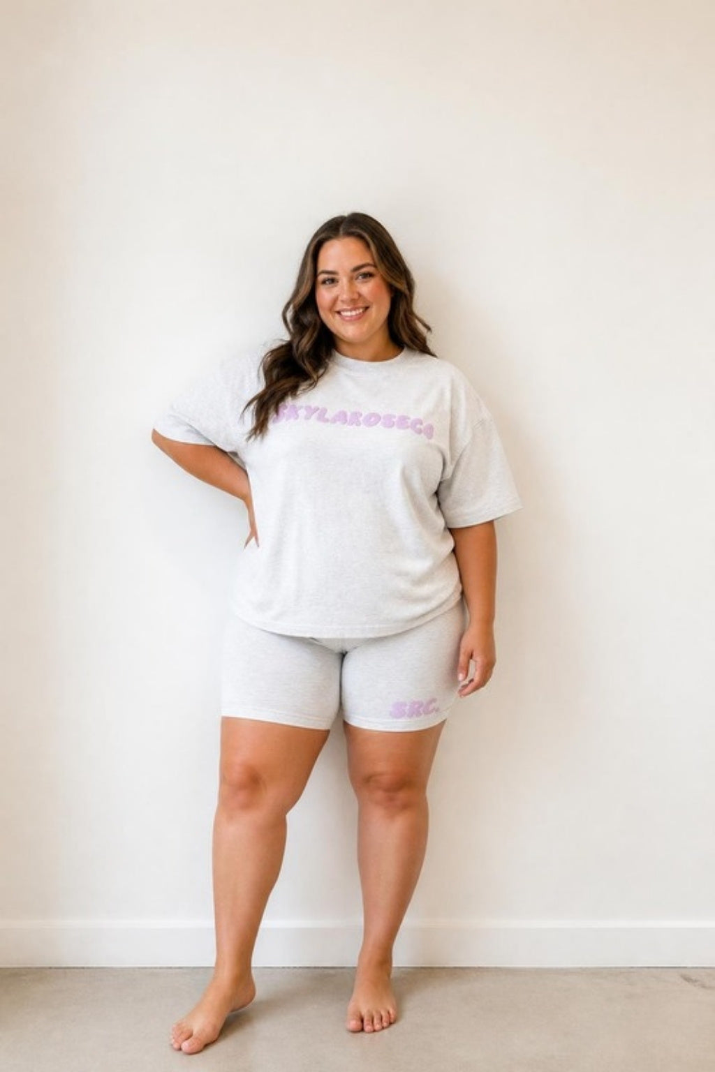 Size 2XL model wearing Summer Club Adults Bike Shorts - Grey Marle