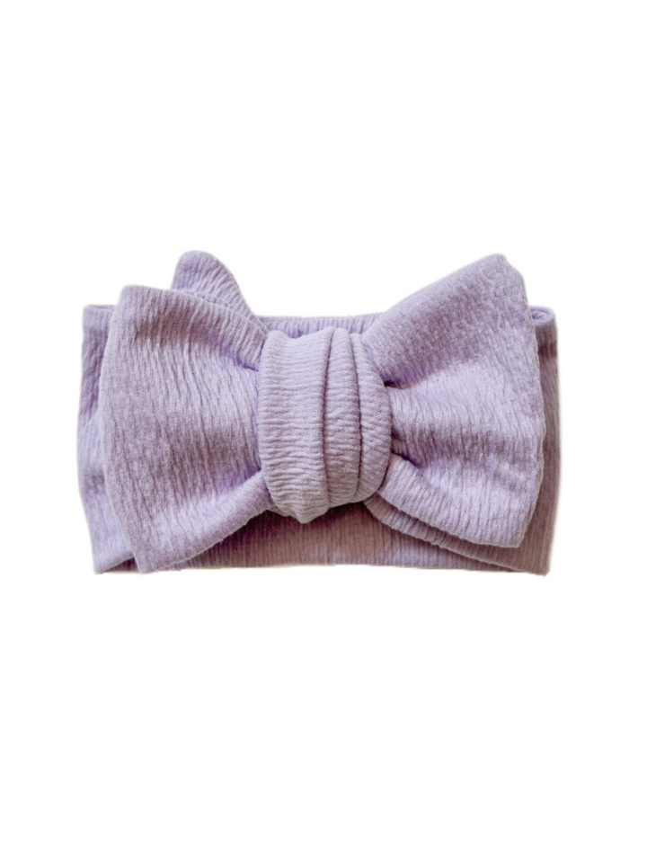 Oversized Crinkle Knit Bow - Lilac