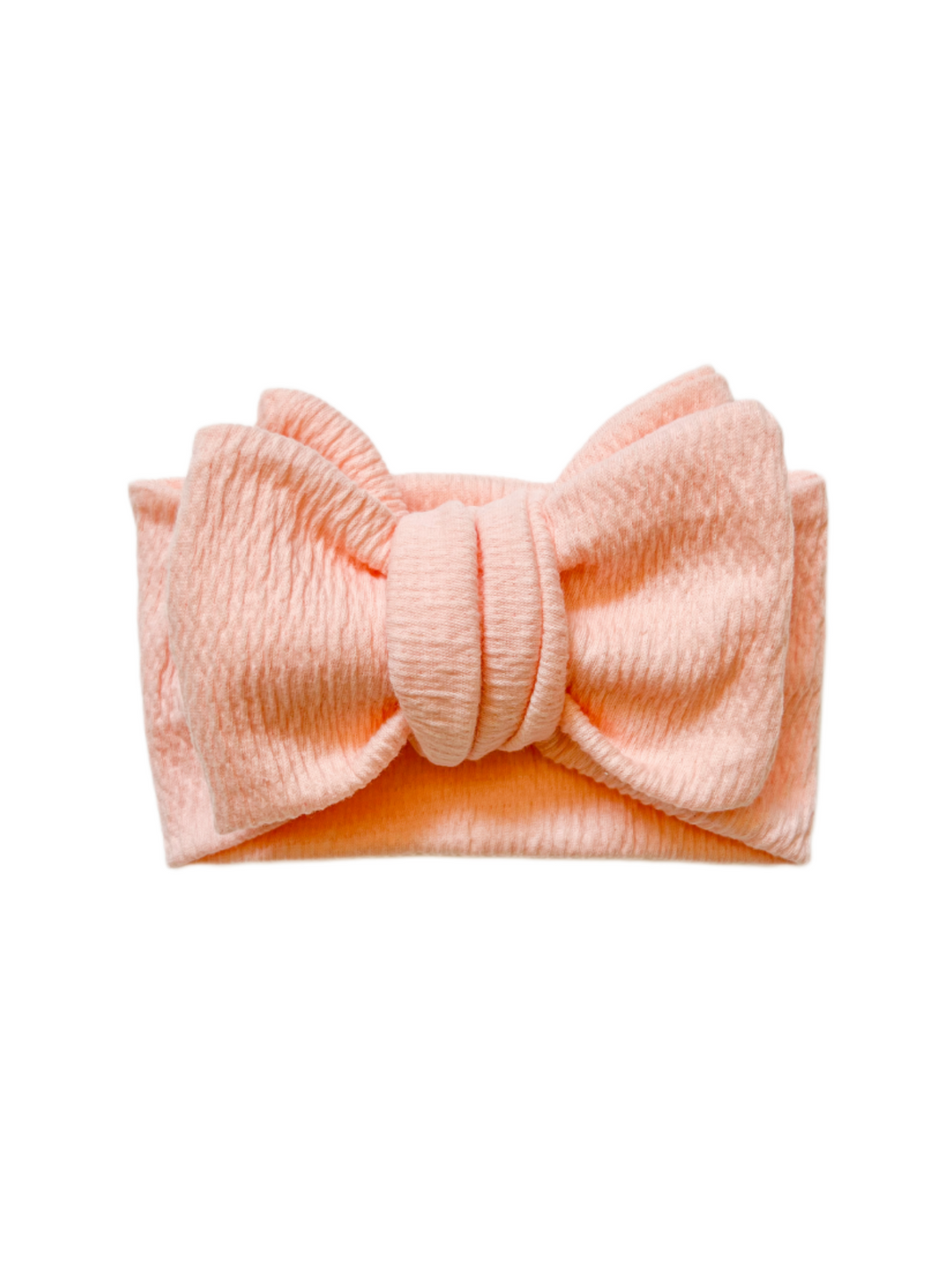 Oversized Crinkle Knit Bow - Peach