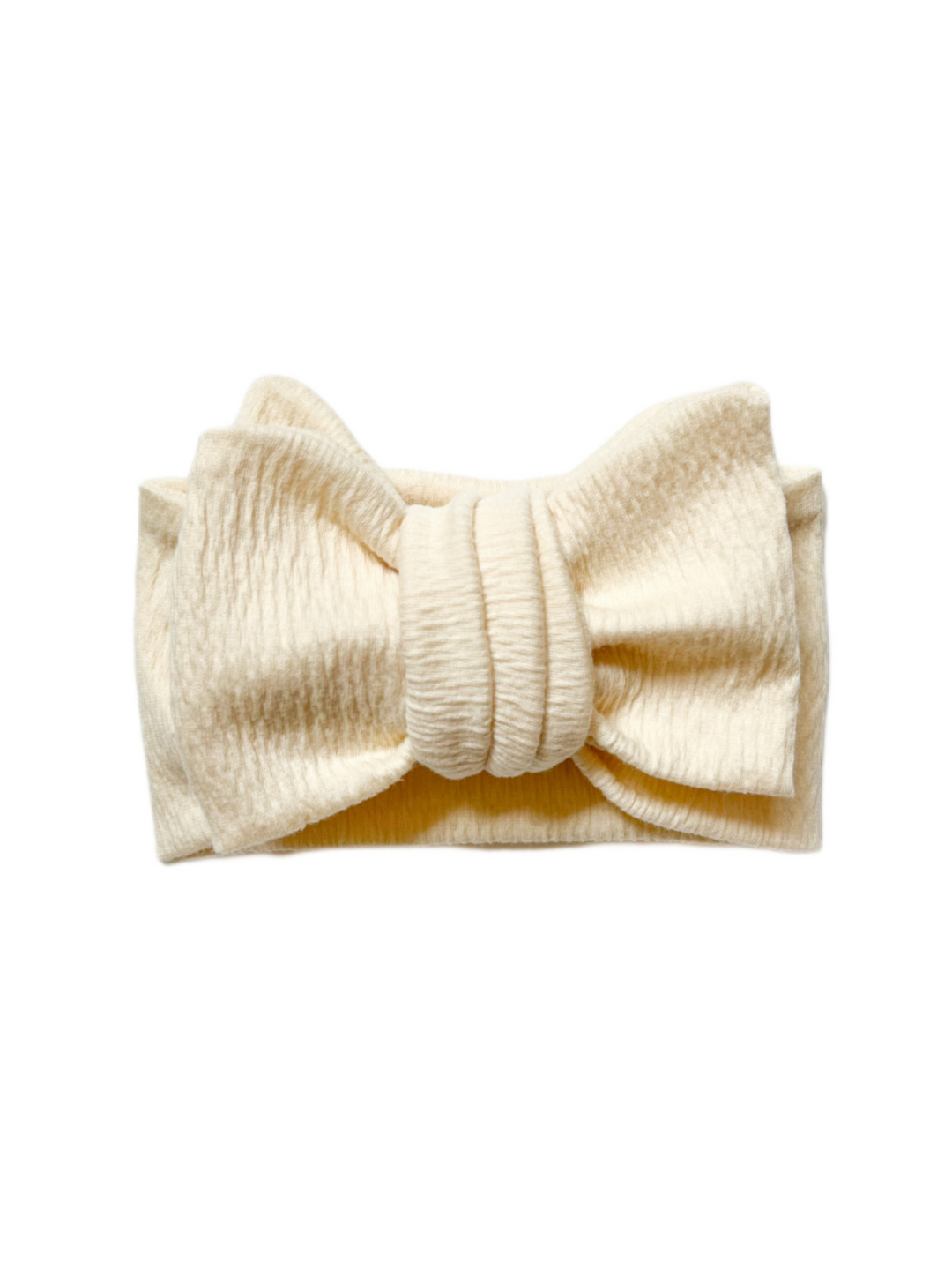 Oversized Crinkle Knit Bow - Shortbread