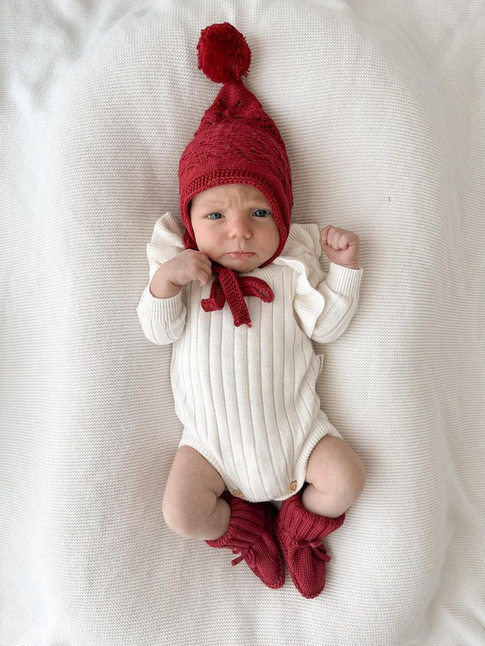 Knitted Pixie Bonnet - Rudolph