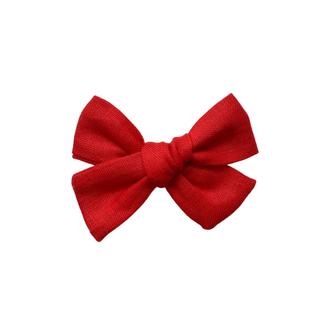 Mini Linen Bow - Red