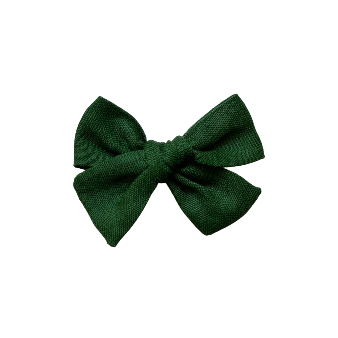 Mini Linen Bow - Green