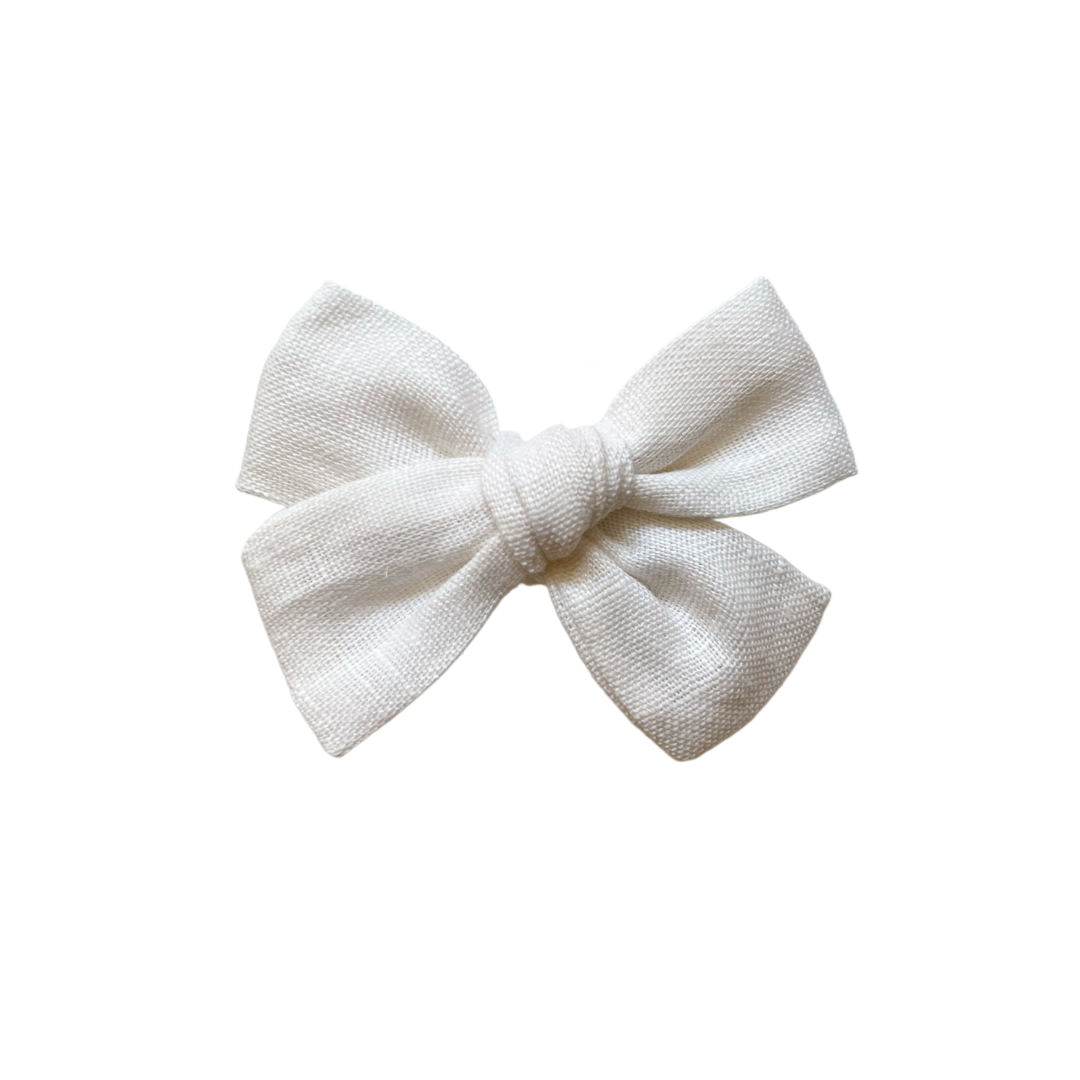 Mini Linen Bow - Ivory