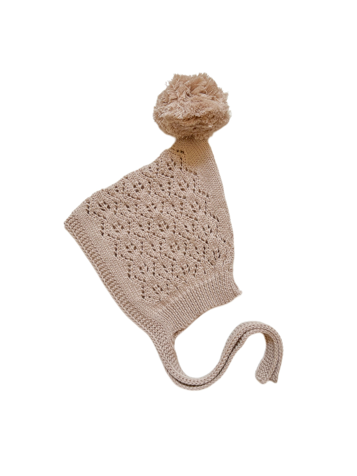 Knitted Pixie Bonnet - Fawn