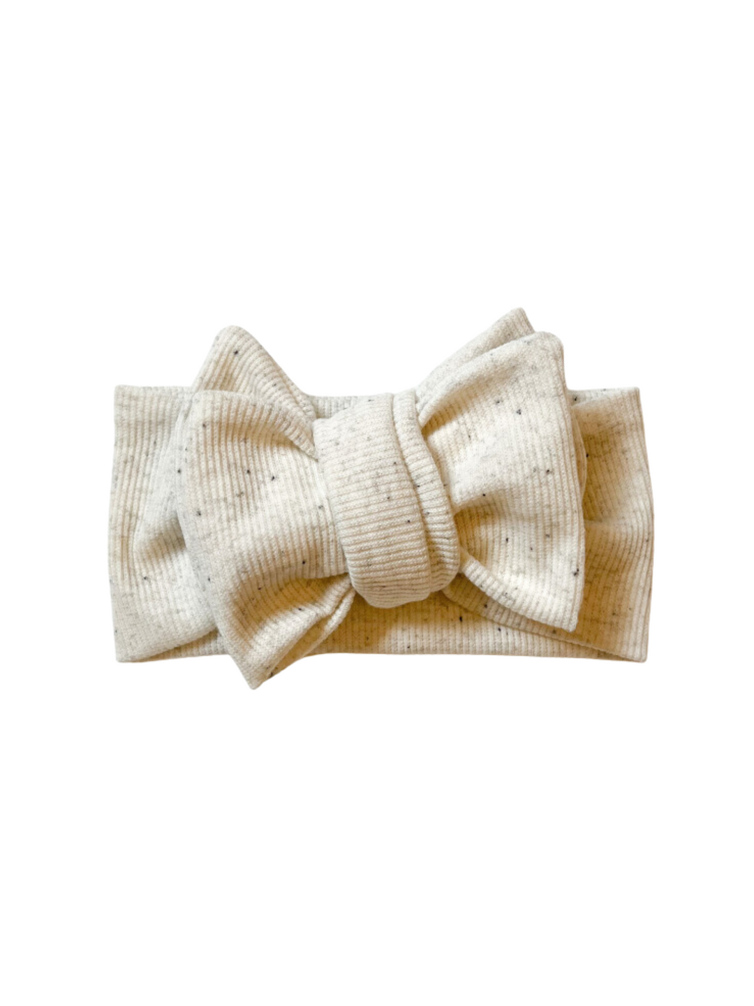 Oversized Speckle Rib Bow - Cookies and Cream