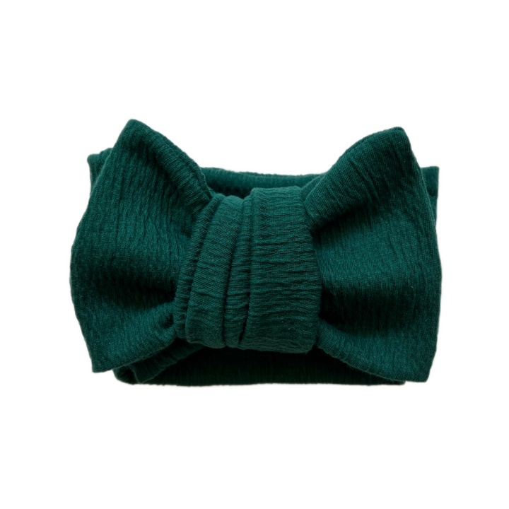 Oversized Crinkle Knit Bow - Emerald
