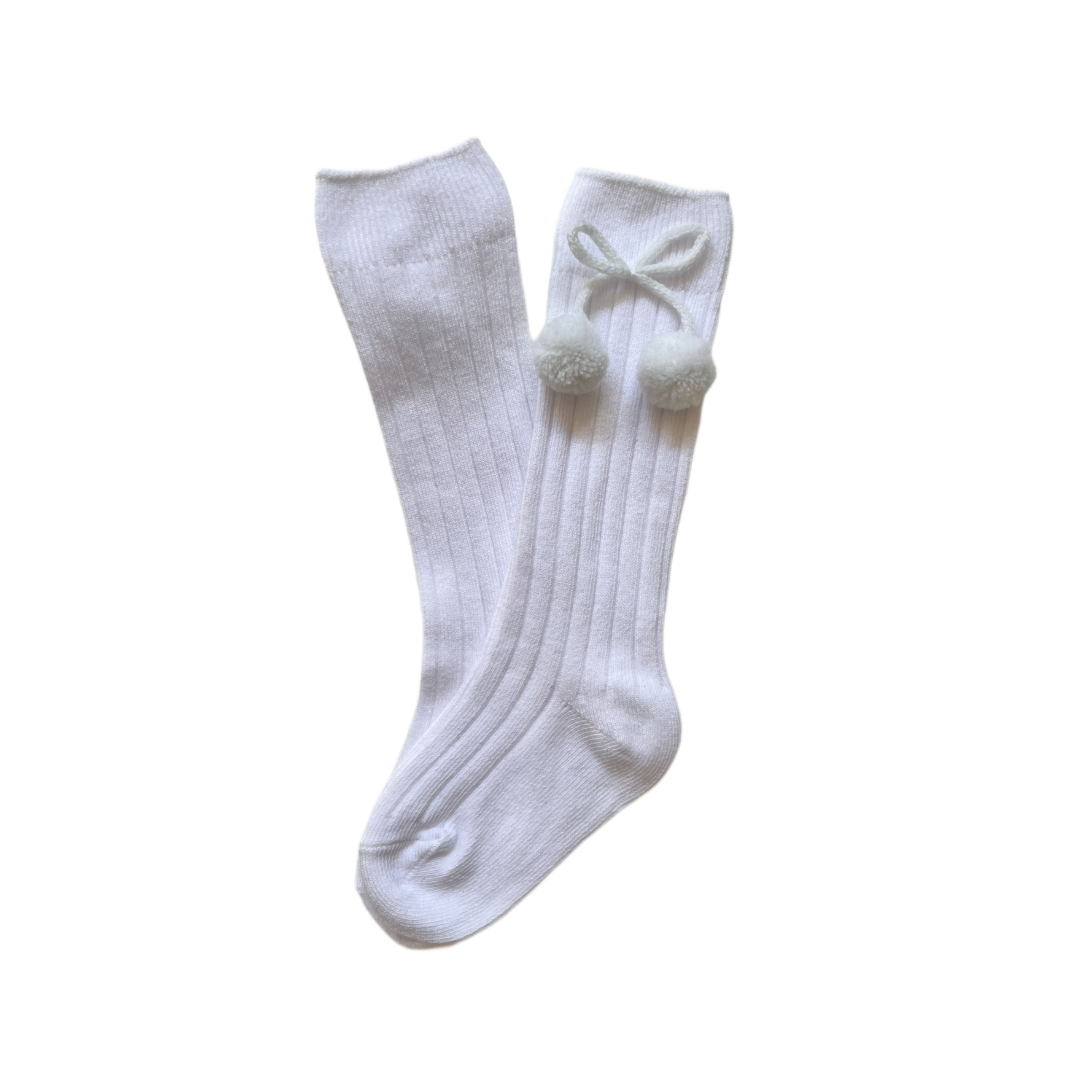 Pom Pom Socks - White