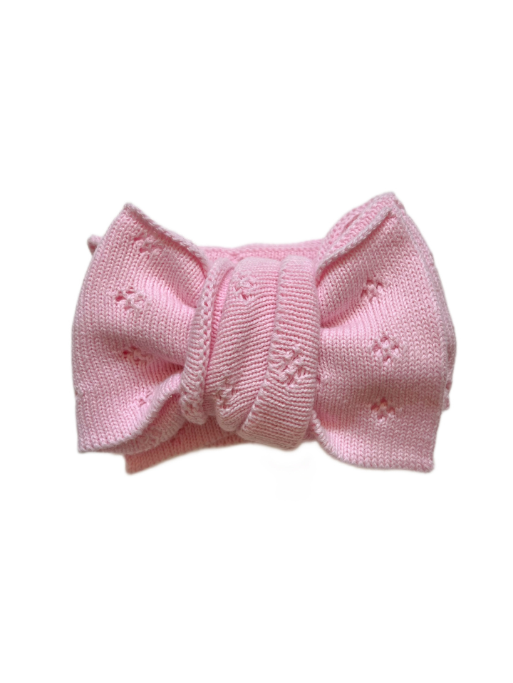 Pointelle Knitted Oversized Bow - Pink