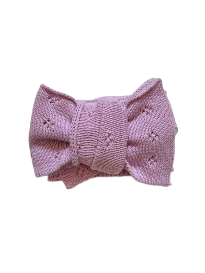 Pointelle Knitted Oversized Bow - Lilac