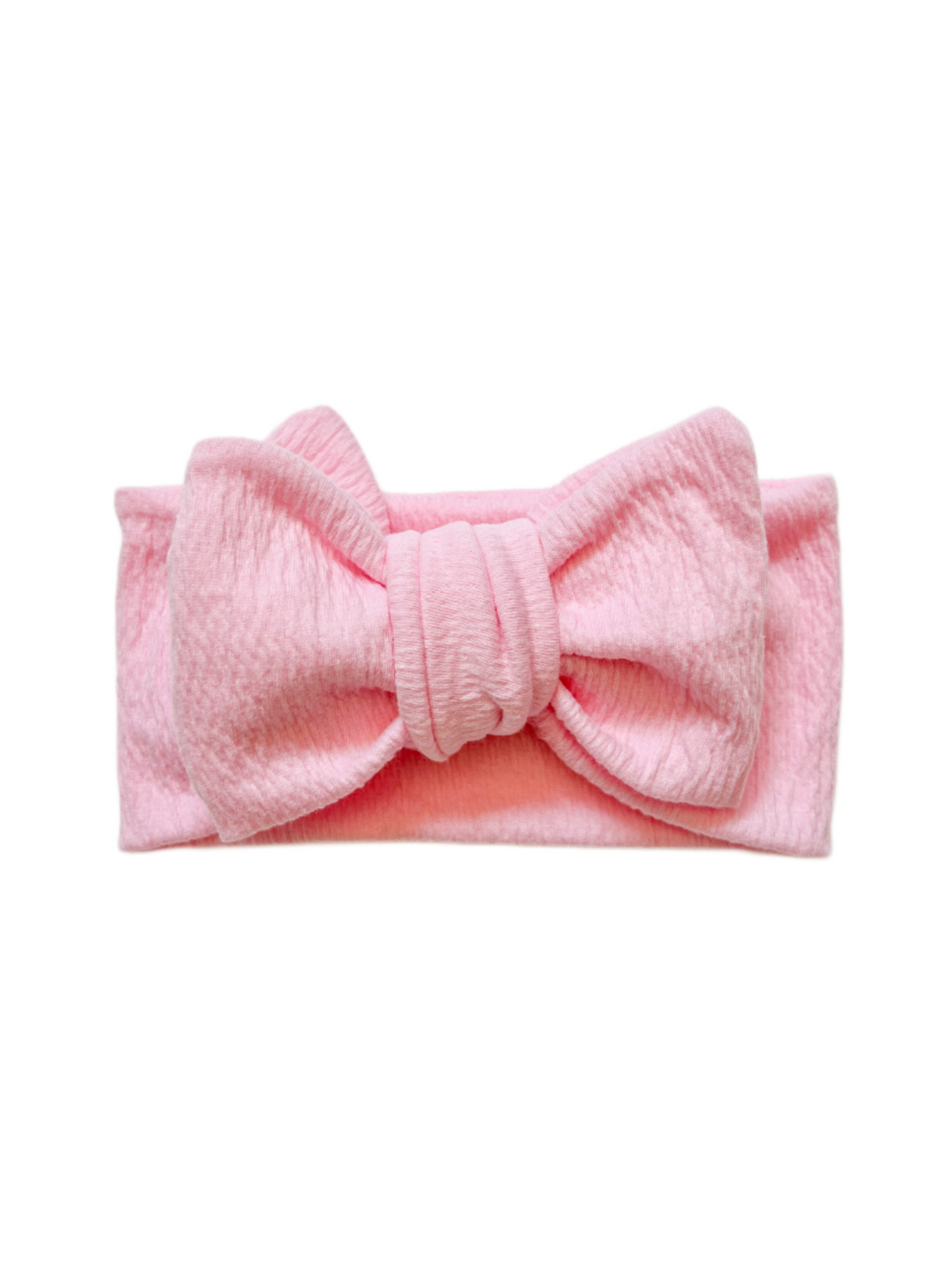Oversized Crinkle Knit Bow - Candy Floss