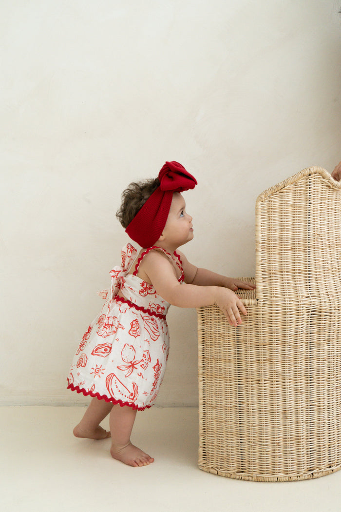 Solenne Linen Dress in Coastline print by Skylaroseco