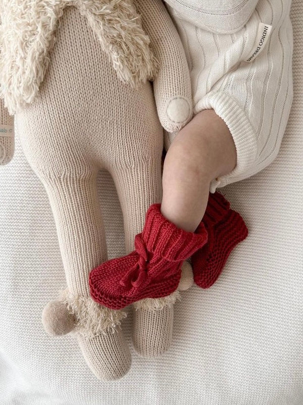Knitted Booties - Rudolph