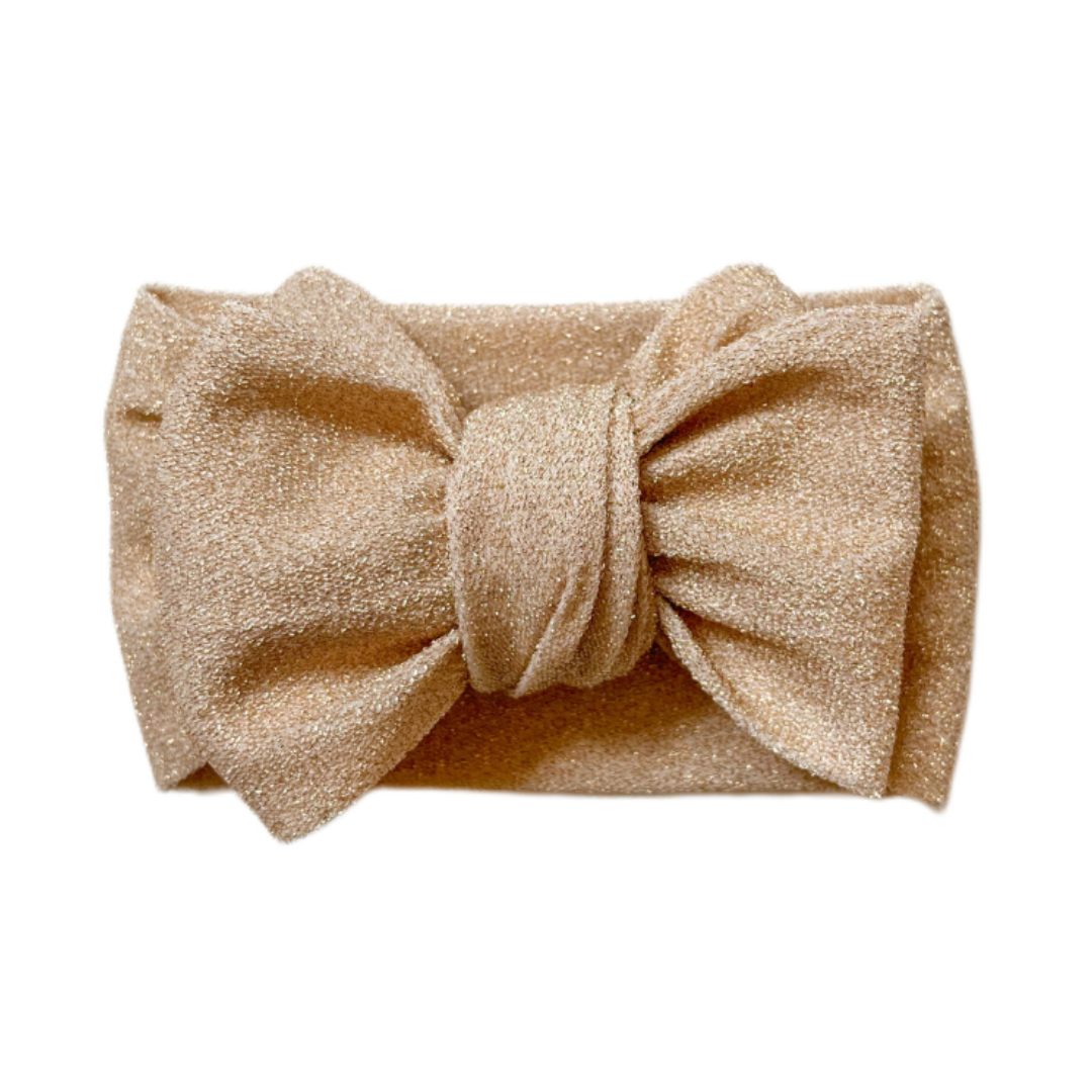 Oversized Glitter Knit Bow - Gold Dust