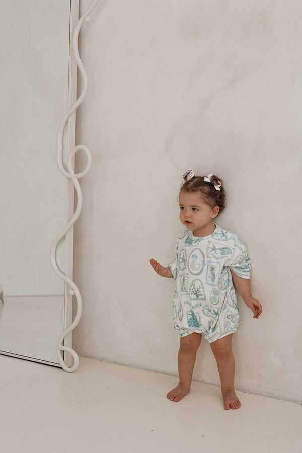 Oversized Tee Romper in Paradiso print by Skylaroseco