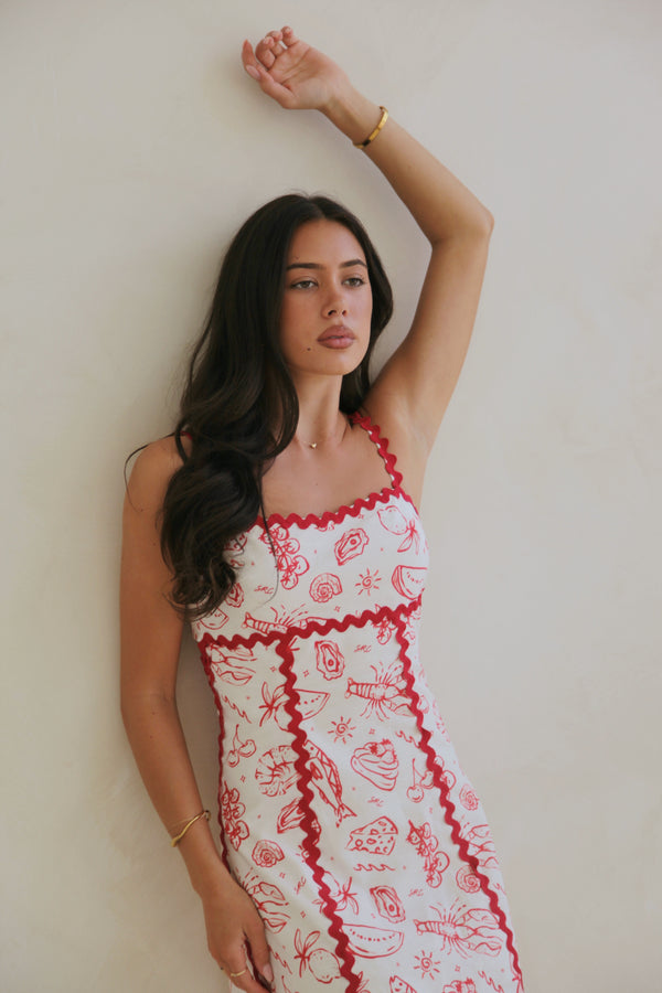 Maya Maxi Dress in Coastline print by Skylaroseco