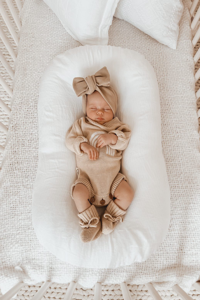 Oversized Waffle Bow - Fawn