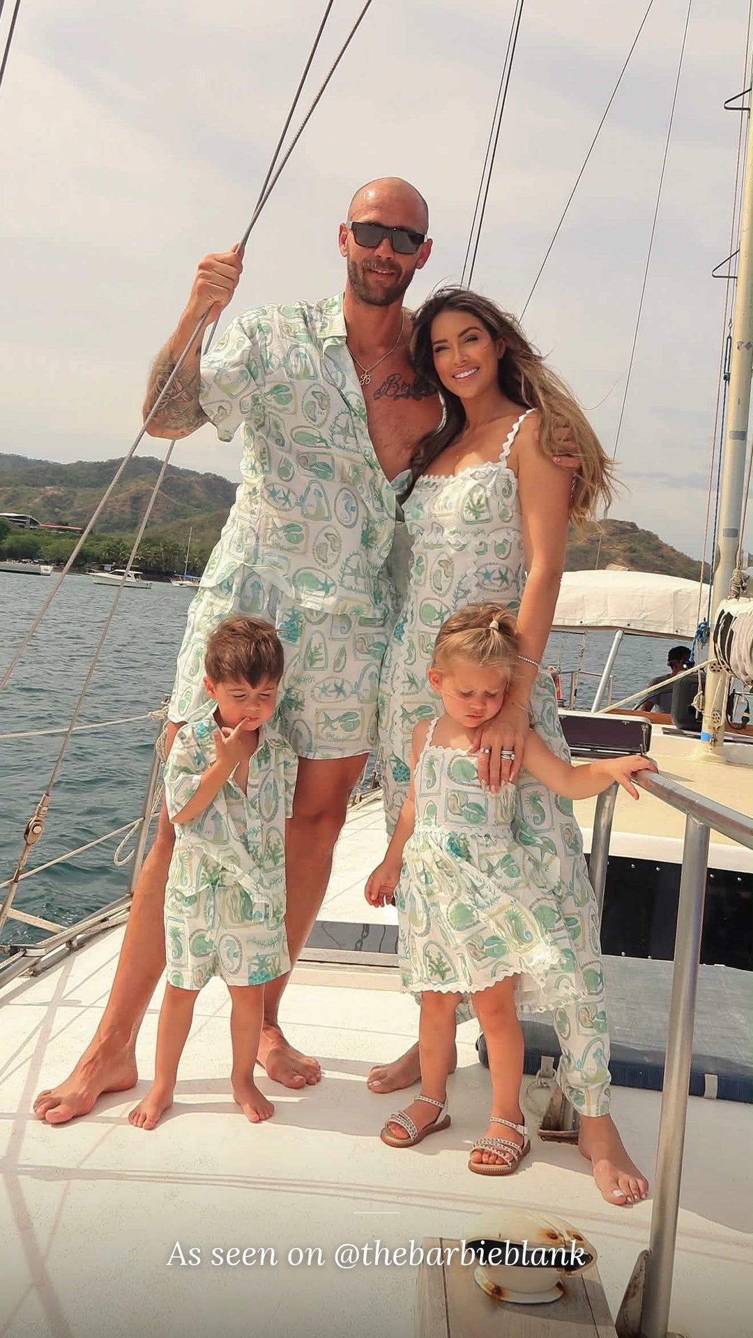 As seen on @thebarbieblank – family matching in the Paradiso print on a sailboat