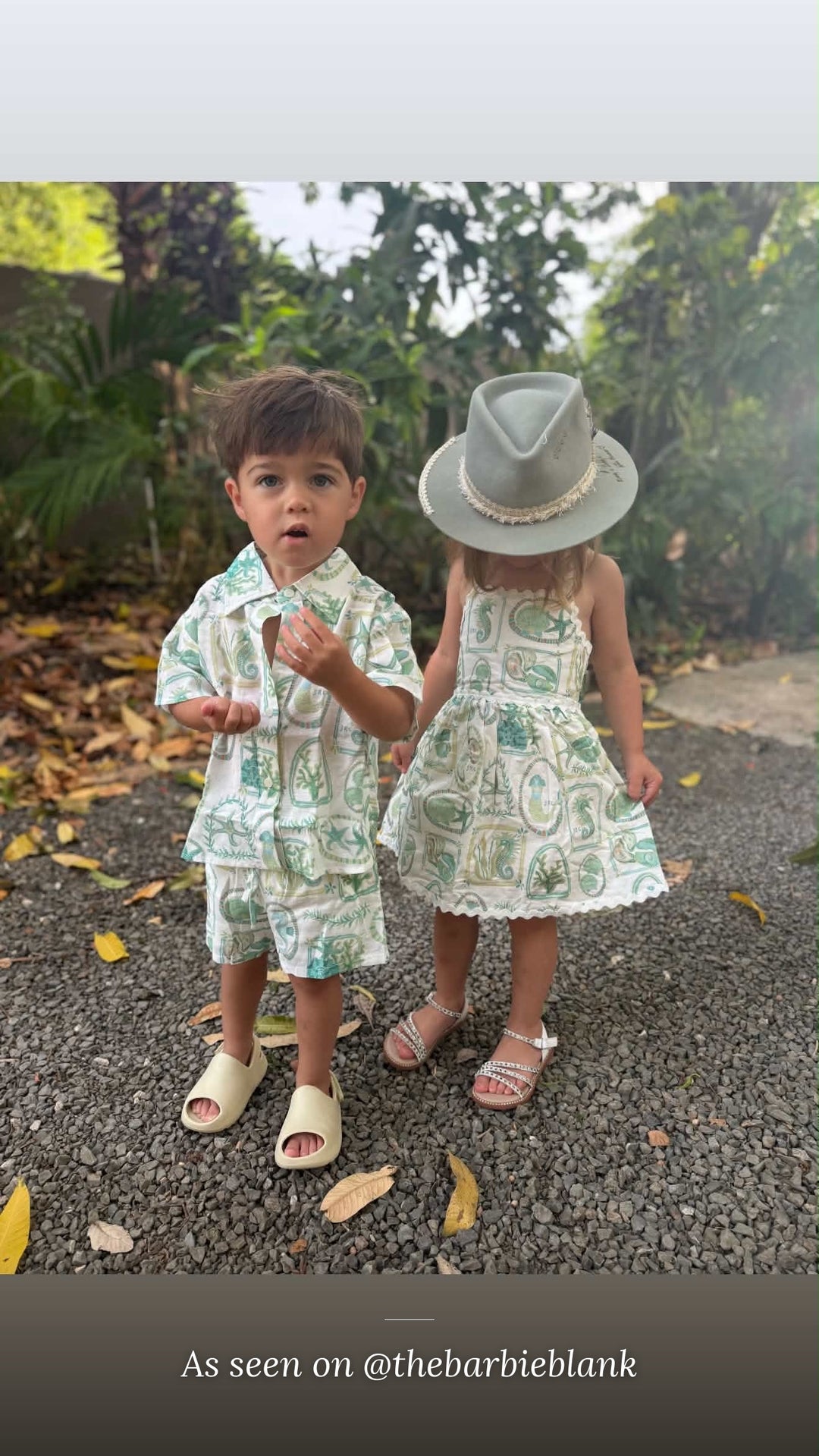 As seen on @thebarbieblank – siblings in the Paradiso Solenne dress and kids linen set