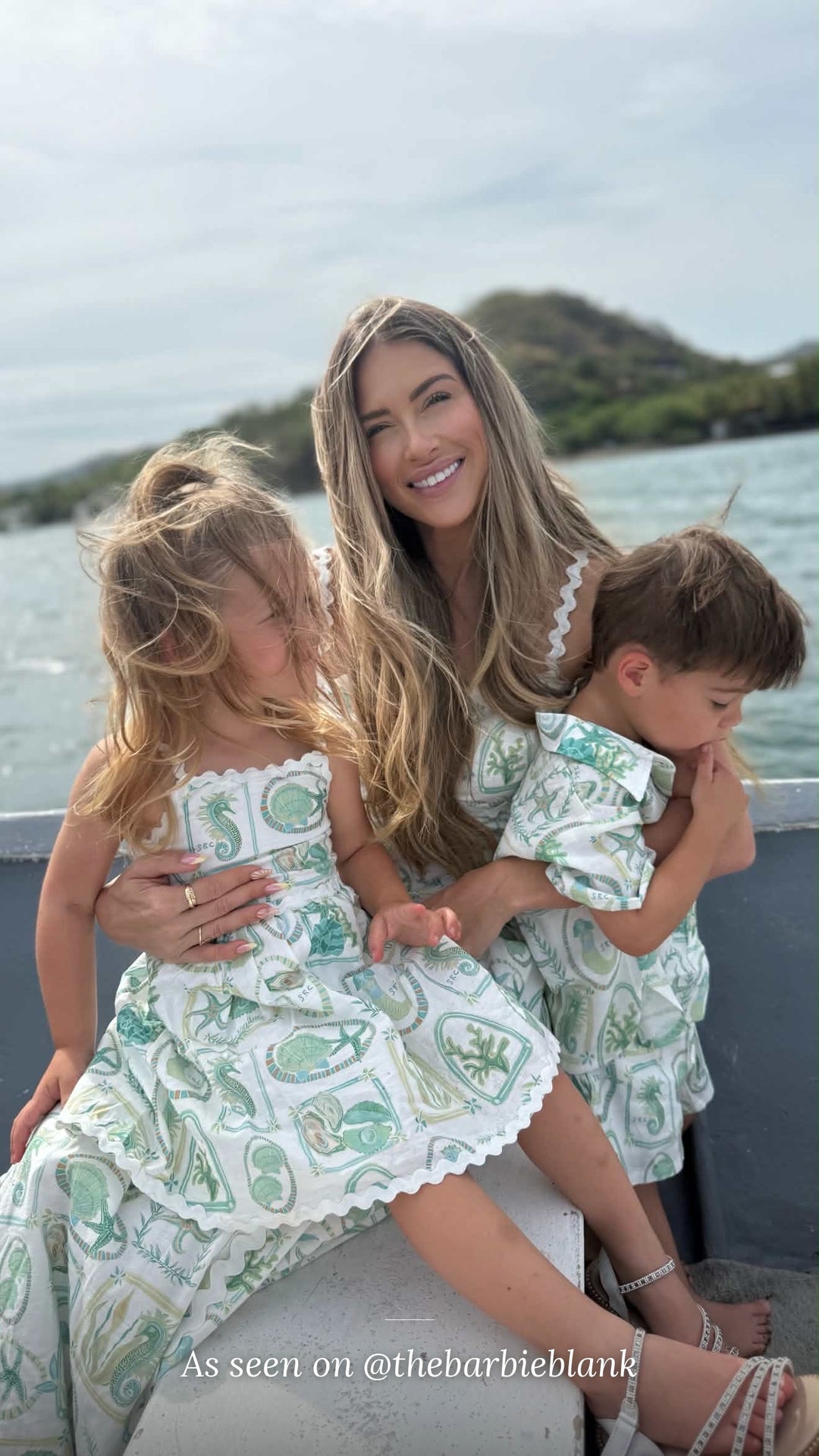 As seen on @thebarbieblank – mum and kids matching in the Paradiso print on a sailboat