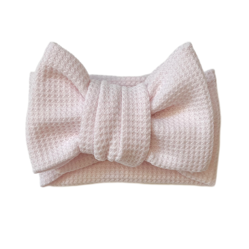 Oversized Waffle Bow - Pearl Pink