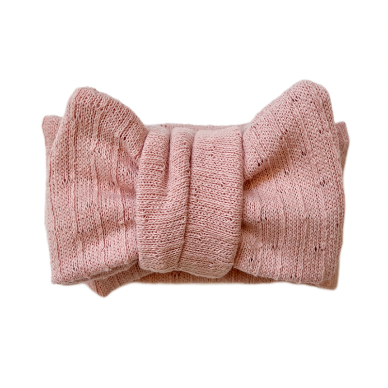 Oversized Winter Knit Bow - Chalk Pink