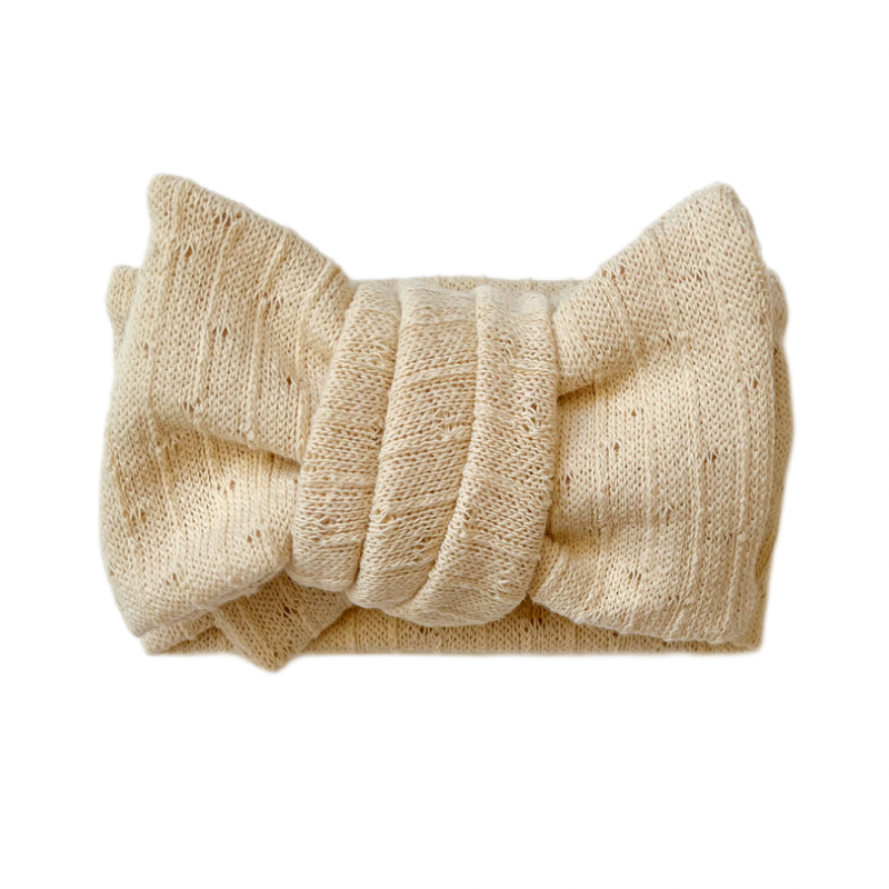 Oversized Winter Knit Bow - Buttermilk