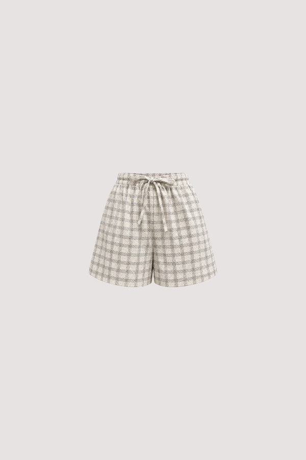 Romy Short in Black Check, front view, SÁRO