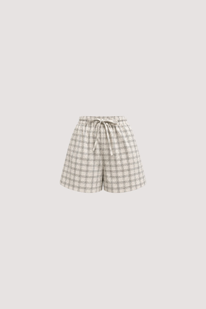 Romy Short in Black Check, front view, SÁRO