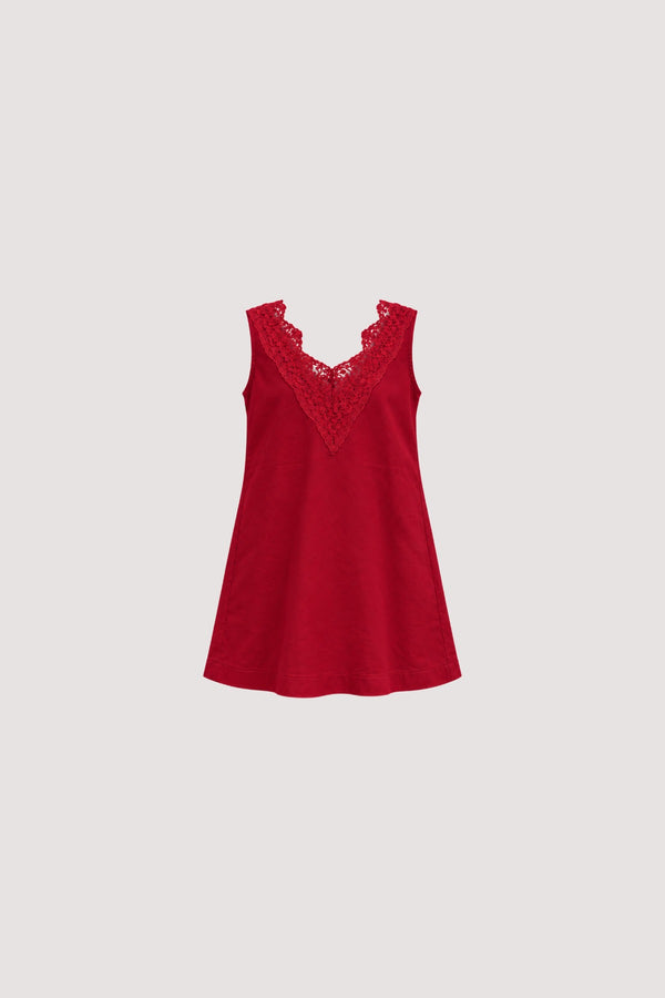 Scarlett Dress (Mini) in Red, front view, SÁRO