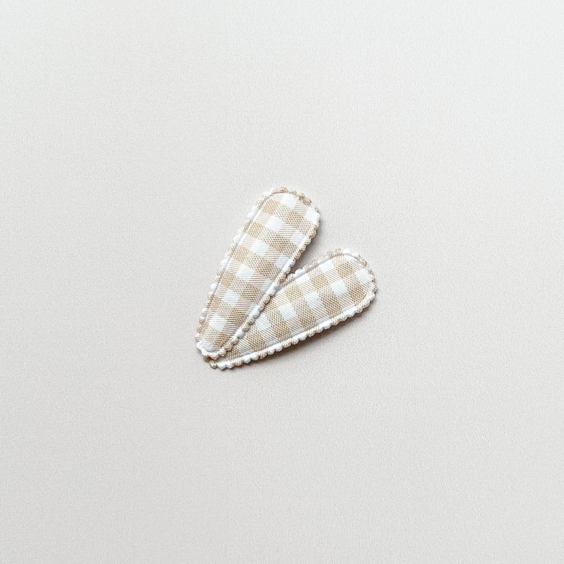 Beige Gingham Snap Clips | Twin Set