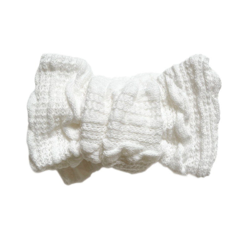 Oversized Cable Knit Bow - White