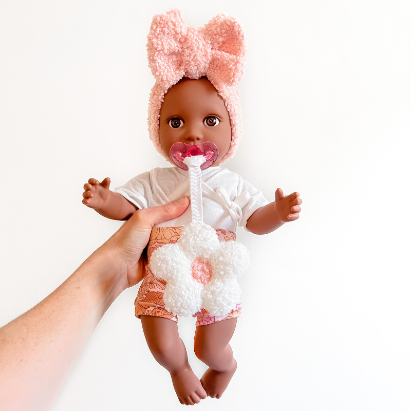 Dolly Teddy Bow - Baby Pink