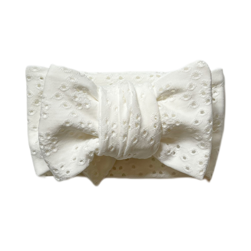 Oversized Broderie Bow - Ivory