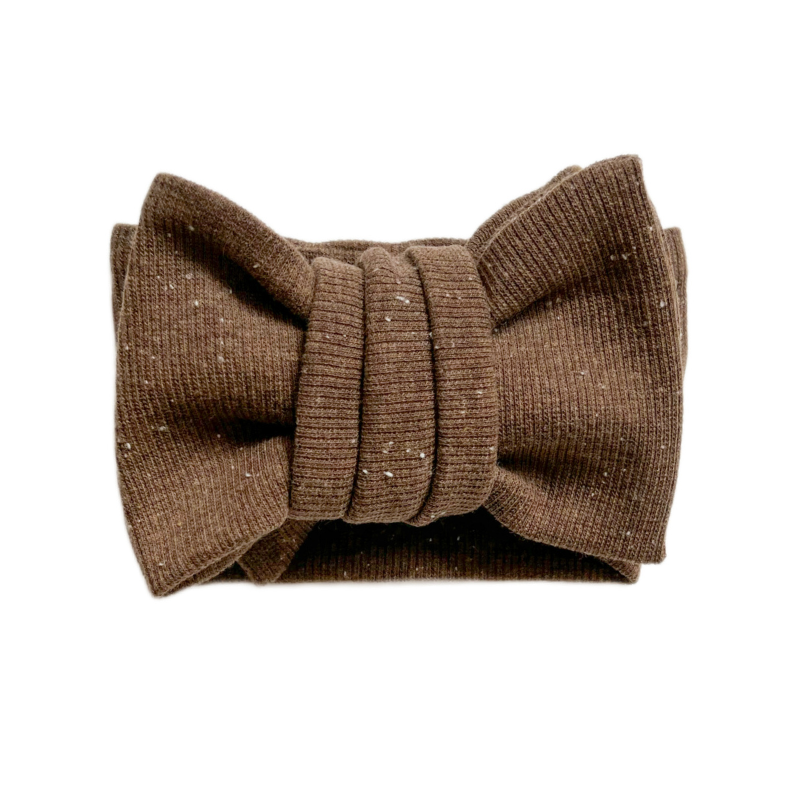 Oversized Speckle Rib Bow - Chocolate