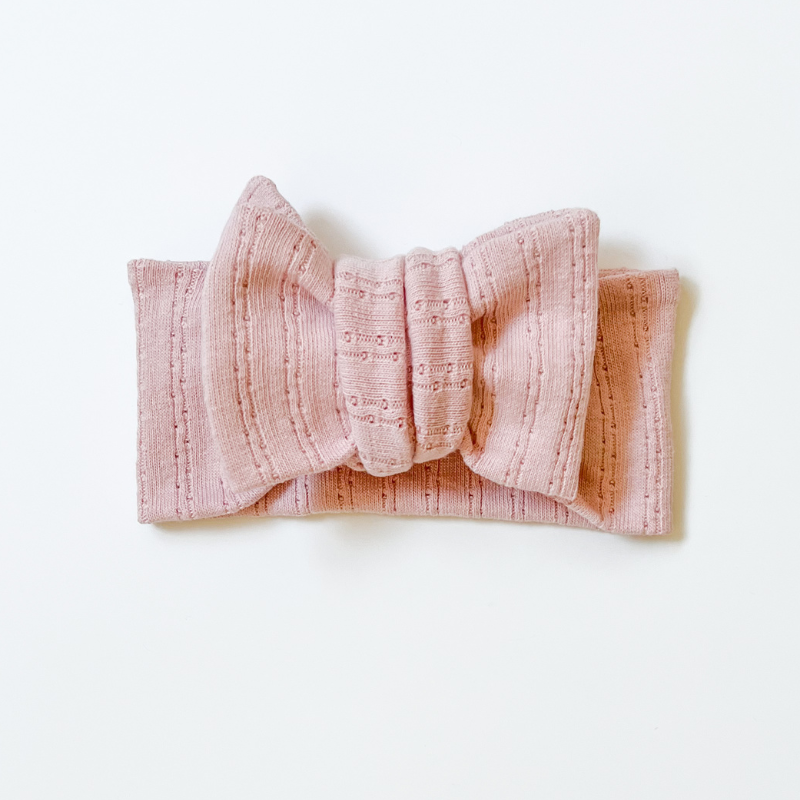 Oversized Pointelle Bow - Pink Chai