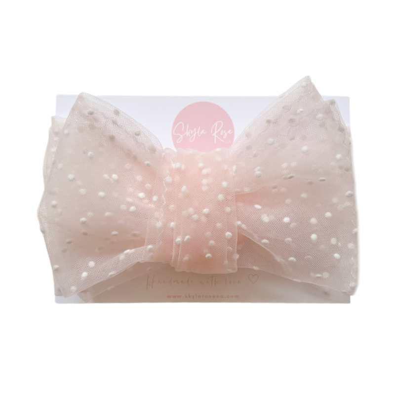 Oversized Dotti Tulle Bow - Soft Pink