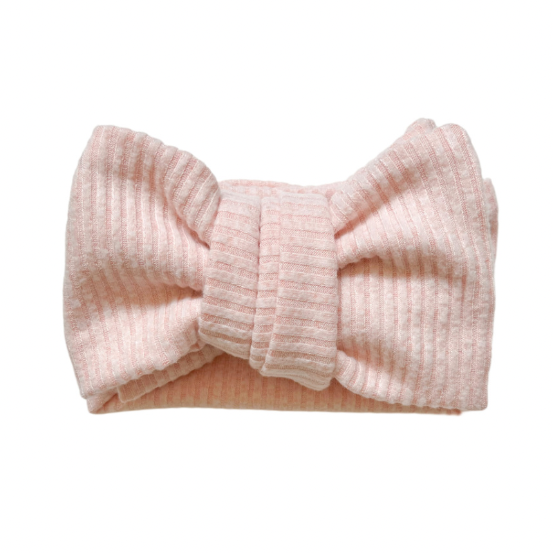 Oversized Fuzzy Rib Bow - Pale Pink